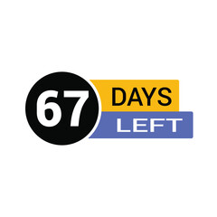 67 days left countdown timer reminding for project deadline, promotion, or event, creating anticipation and urgency for marketing campaigns