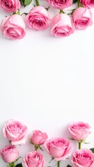 Rose Garden Harmony: An elegant arrangement of delicate pink roses unfurls in a serene dance, showcasing their lush beauty.