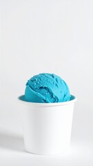 Cool Sphere in a Cup: A scoop of vibrant blue ice cream sits in a simple cup. It's an image of pure joy and summer heat.