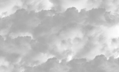 Realistic cloud isolated on transparent background, Black and White fluffy sky cloud PNG overlay for design, weather, and photo editing
