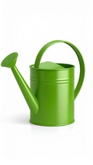 Green Watering Can: A vibrant green watering can stands in a studio setting, its classic design and smooth texture promising gentle care for flourishing plants and gardens. 