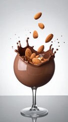 Chocolate Almond Symphony: An artistic splash captures the harmonious blend of rich chocolate and whole almonds, creating a visual feast of flavor.