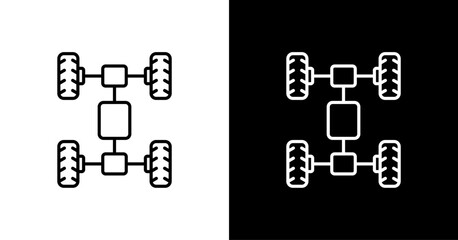 Car Axle  White Icon Set Design