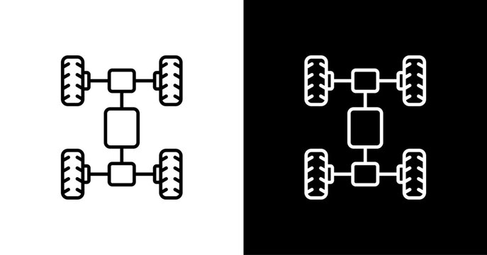 Car Axle  White Icon Set Design