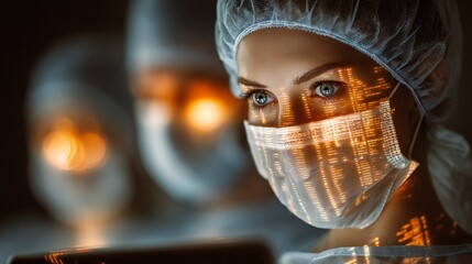 Cutting-edge technology meeting experienced professionals in healthcare. Digital finance. Real-time healthcare insights: a team's journey in advanced medicine. Market forecast.