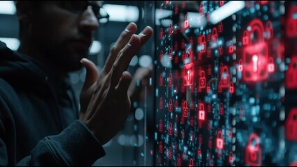 Supply chain resilience tech. Logistics automation forecasting management. Transportation. Cybersecurity. Blockchain. A person interacting with a digital security interface. - Powered by Adobe