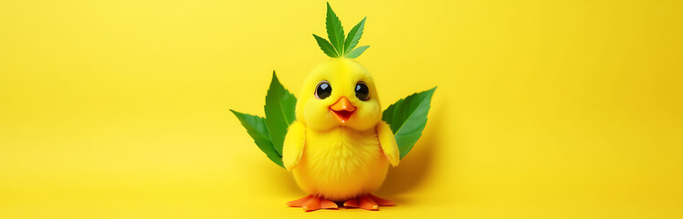 sprightly easter chick face intricately crafted fresh green leaves plump orange carrot bright background