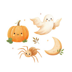 October clipart set, Halloween characters, autumn friends