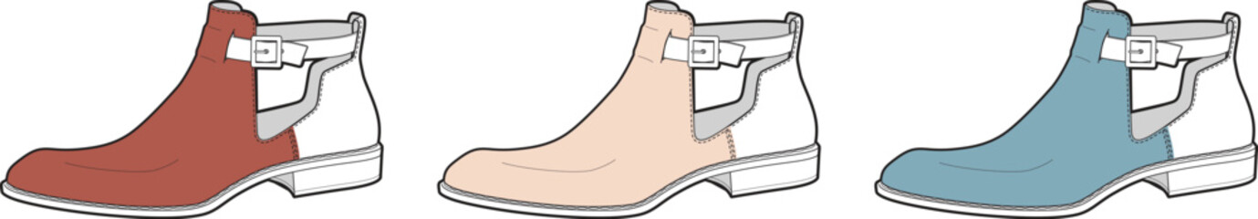 Variety of Fashionable Ankle Boots Displaying Different Colors, Suitable for Style and Design