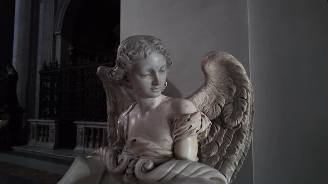 Old Baroque style angel statue spiritual symbolism