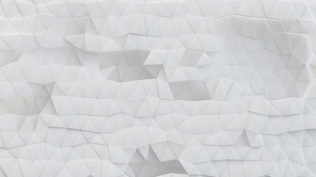 White geometric surface with triangular pattern seamless loop 3D render animation