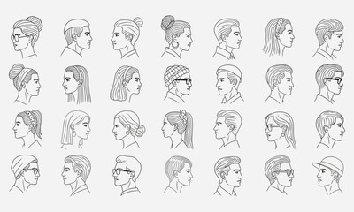 Diverse People Silhouettes Profile Views Illustration