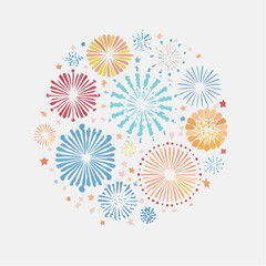 Festive Fireworks Display Colorful Celebration in a Round Arrangement for Joyful Events and Holidays