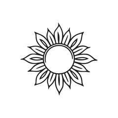 Naklejka premium flower with layered petals icon vector Black and white line art of a circular