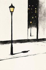 Night lantern. painting on canvas.