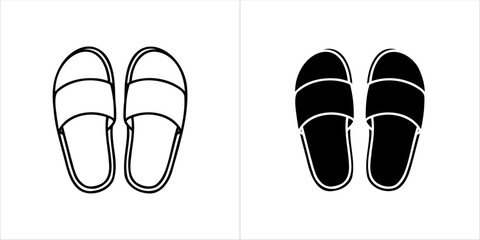 Pair of slippers, one in outline and one in black
