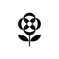 Abstract flower with circular petal arrangement art on transparent background silhouette