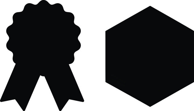 Award ribbon and hexagon silhouette for recognition and achievement vector
