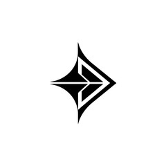 Abstract arrow design in black and white graphic art on transparent background silhouette