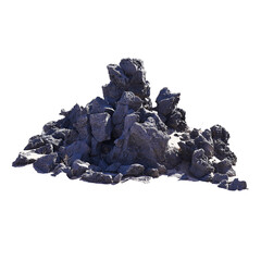 Panoramic volcanic mountain landscape with transparent background