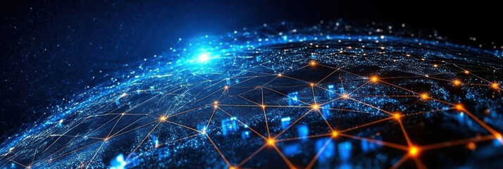 Communication technology for internet business. Global world network and telecommunication on earth cryptocurrency and blockchain