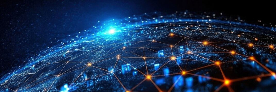 Communication technology for internet business. Global world network and telecommunication on earth cryptocurrency and blockchain