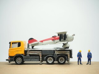 Mini toy at table with blurred background.