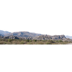 Panoramic volcanic mountain landscape with transparent background