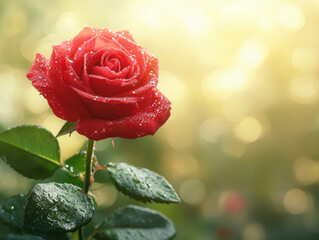 rose with dew drops detail, macro photo