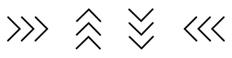 Swipe icon vector. Triangle arrow up, down, left, right, direction, progress, and movement symbol. vector illustration.