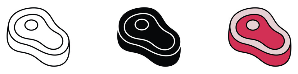 Steak icon vector. steak meat, beefsteak chop food, barbecue symbol. vector illustration.