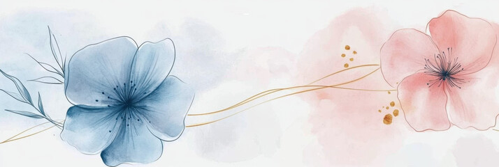 Luxury navy blue watercolor floral background