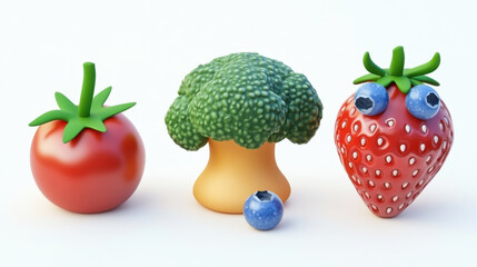 Vegetables made from plasticine. Isolated on white background.