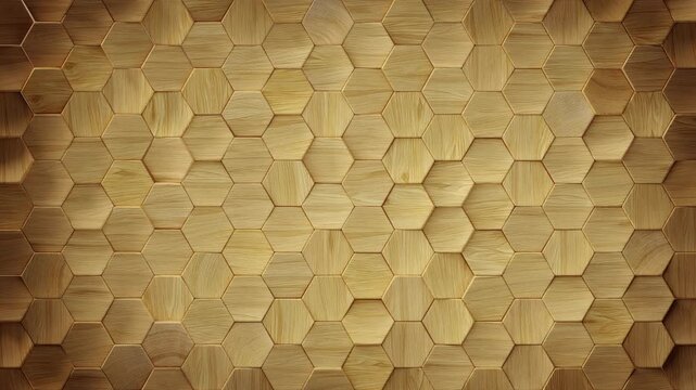 Wooden Hexagon Pattern Background. Seamless loop 3D render animation