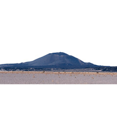 Panoramic volcanic mountain landscape with transparent background