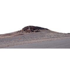 Panoramic volcanic mountain landscape with transparent background