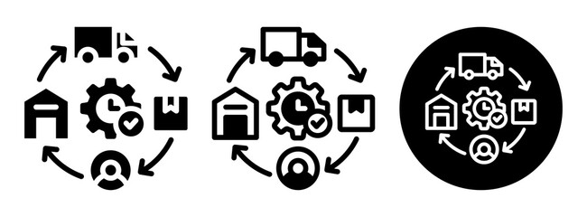 Supply Chain Optimization Icon Collection Glyph & Mixed Style