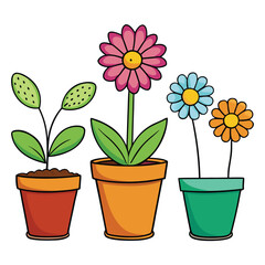 Garden flowers in a pot vector