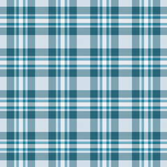 Fototapeta premium Genuine fabric seamless plaid, random check pattern texture. Elegance vector background tartan textile in cyan and pastel colors.