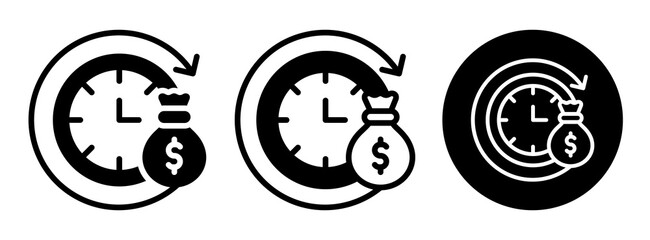 Time Is Money Icon Collection Glyph & Mixed Style