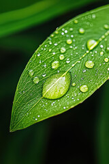 Beautiful large drop morning dew in nature