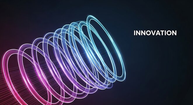 Abstract Glowing Innovation Helix with Gradient Neon Lines