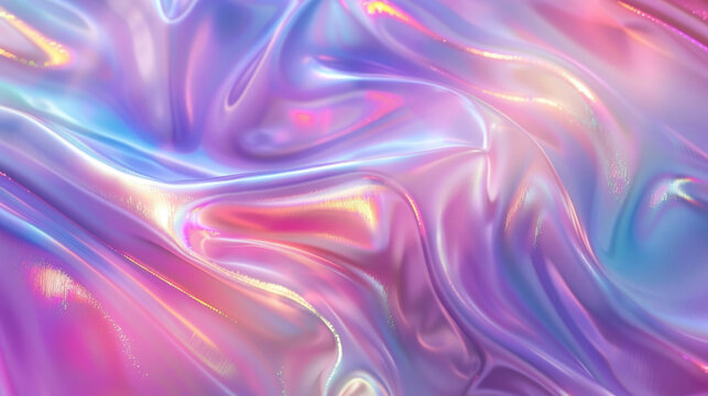 Vibrant holographic fluid texture in blue and pink iridescent tones