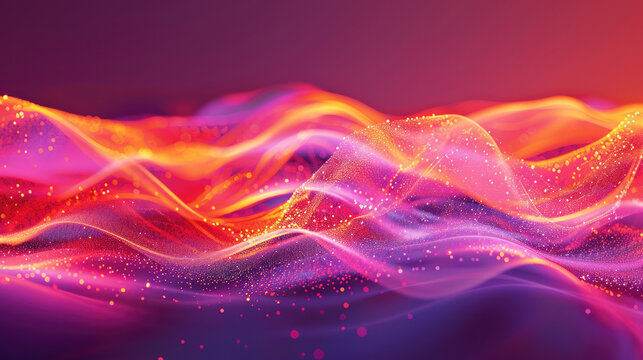 Glittering pink and gold particles forming a glowing abstract background