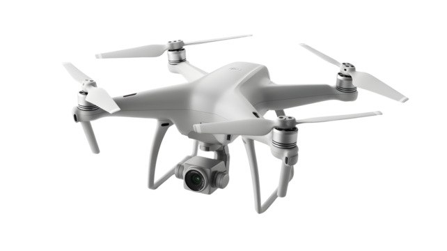 Sleek modern drone with advanced camera poised for aerial photography and videography, capturing breathtaking perspectives effortlessly. - Powered by Adobe