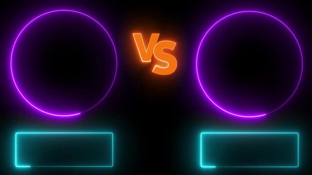 Glowing neon line vs icon isolated animation. VS versus text icon animation on black background. - Powered by Adobe