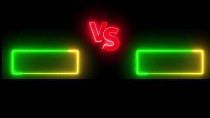 Versus icon animation glowing neon color v and s letter game match team challenge frame match sport sign symbol.Glowing neon line vs icon isolated animation. - Powered by Adobe