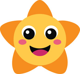 Cute Kawaii Smiling Cartoon Face Design
