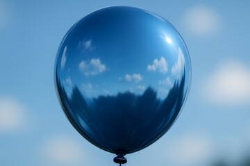 Dreamy blue balloon floating against a serene summer sky, perfect for celebrations, parties, or adding a touch of whimsy to your project today