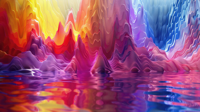 Multicolor energy wave landscape with flowing neon textures and dynamic motion